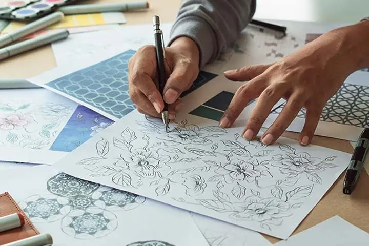 Printed silk motif shown at production scale