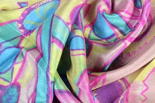 Crepe de chine fabric with buyer-supplied pattern