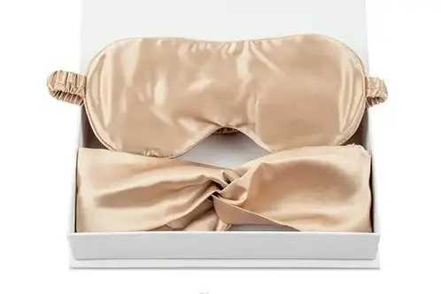 Silk satin sleep mask layers and strap