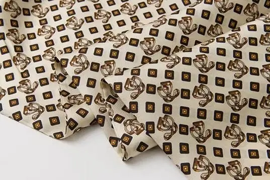 Printed silk twill scarf with diagonal texture