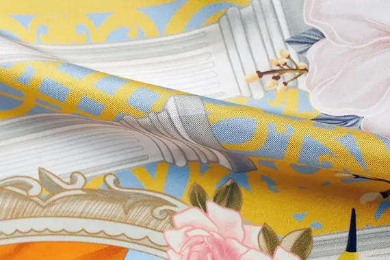 Silk twill weave and printed artwork detail