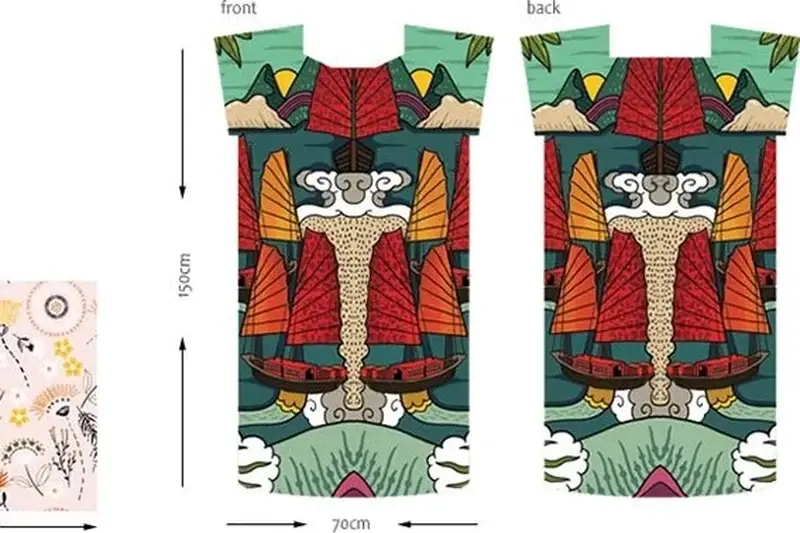 Front and back artwork placement file for a printed garment
