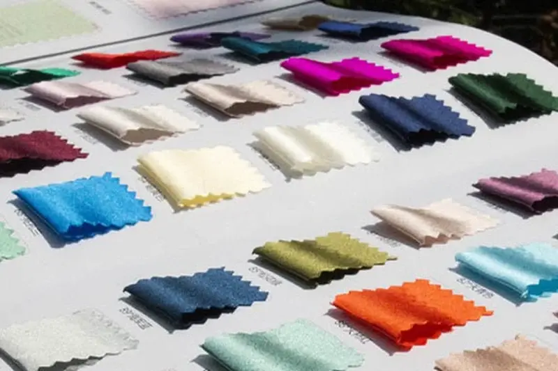 Silk fabric swatches in multiple colors
