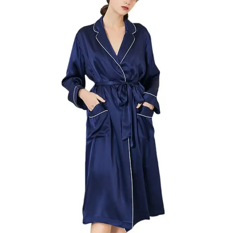 Silk robe collar and front overlap