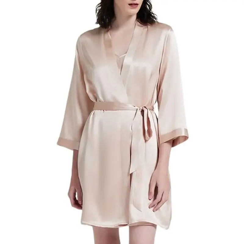 Custom silk robe front view