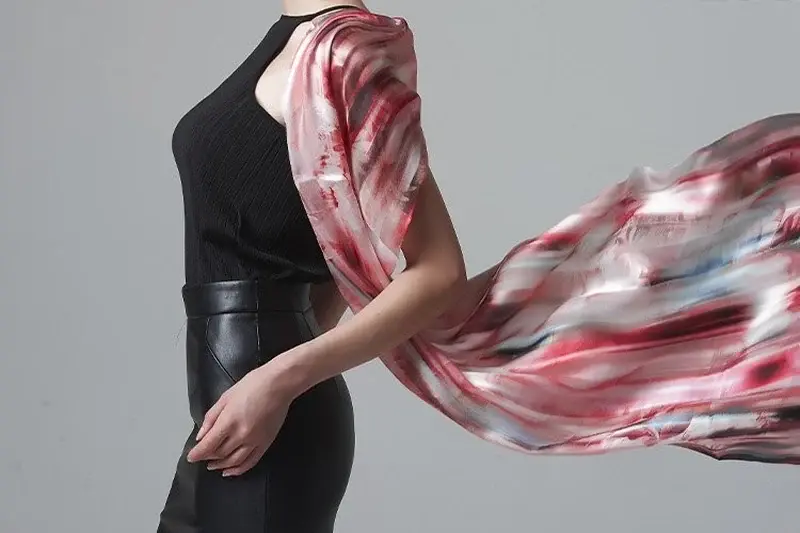 Long silk scarf artwork layout