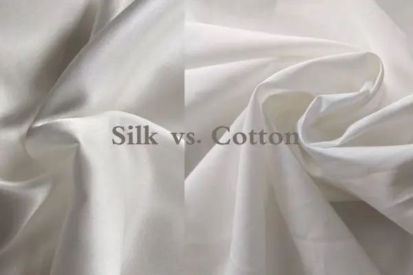 Silk and cotton fabrics shown side by side for surface comparison