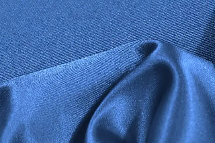 Blue silk satin showing the smooth face and less reflective reverse