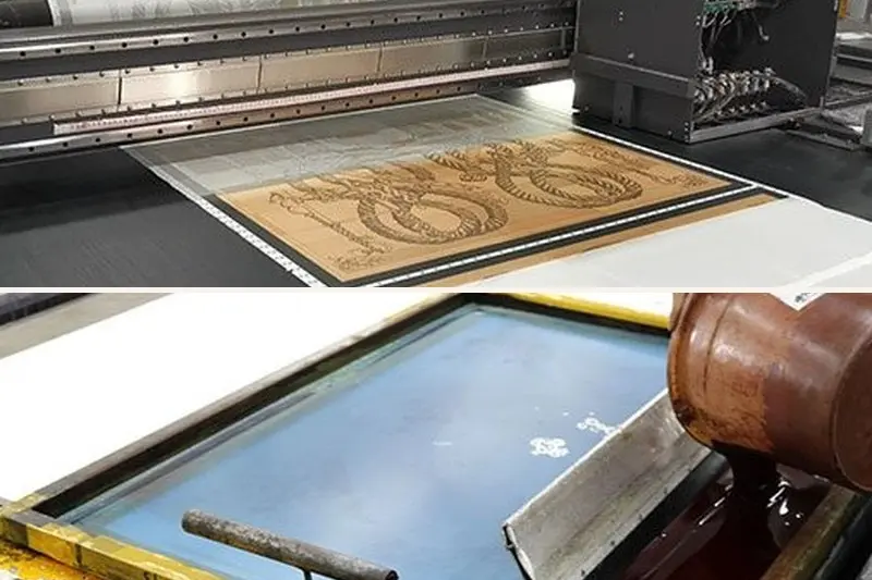 Digital and screen printing compared on silk