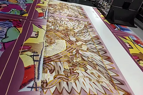 Silk scarf planning and print artwork review